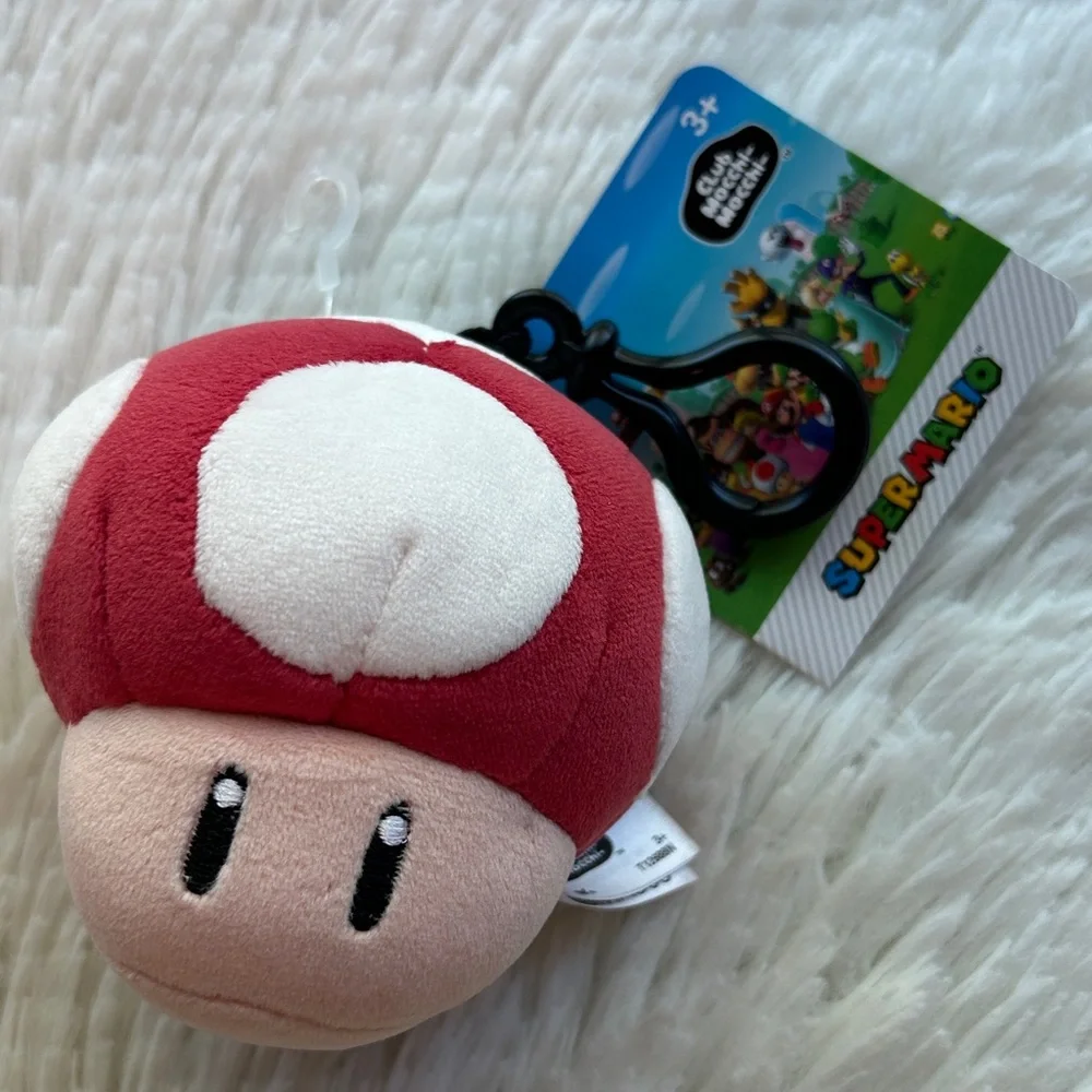 Mochi Mochi Super Mario Mushroom Plush Clip on Keychain New-Super Mushroom Small